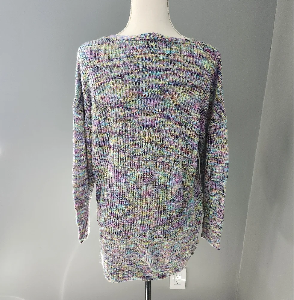 NWT Torrid Rainbow Slub Pullover Tunic V-Neck Sweater - Picture 3 of 6